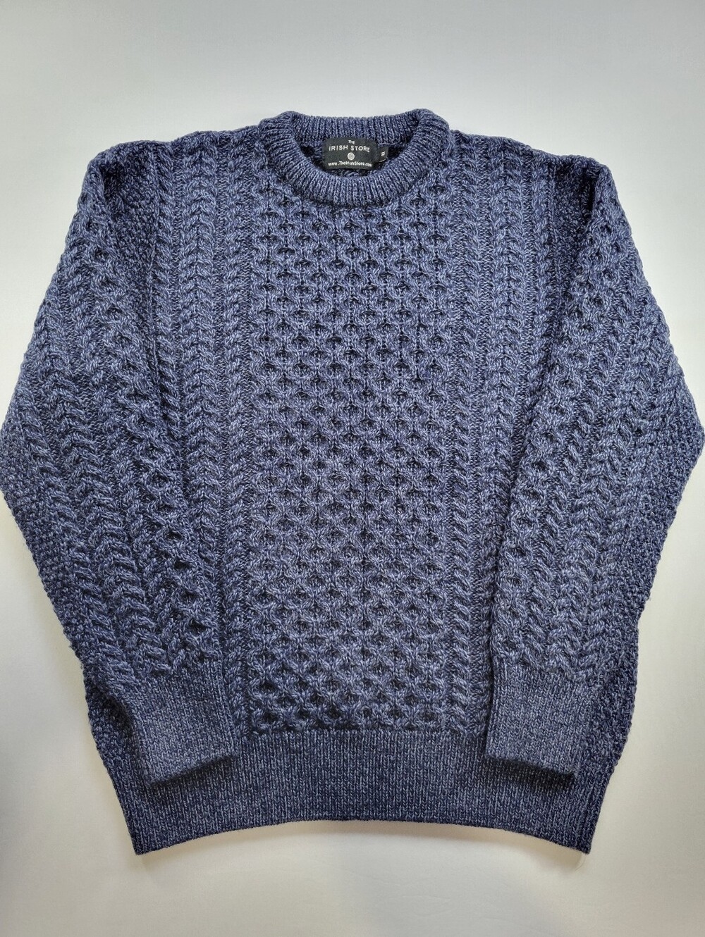 The Irish Store 100% Merino Wool Dark Blue Chunky Cable Knit Sweater